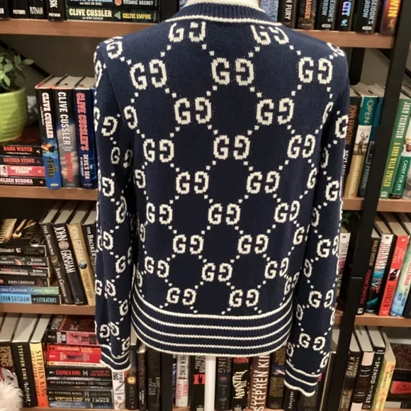 GUCCI GG Navy/Cream Cardigan Sweater NWT Auth - Picture 6 of 13